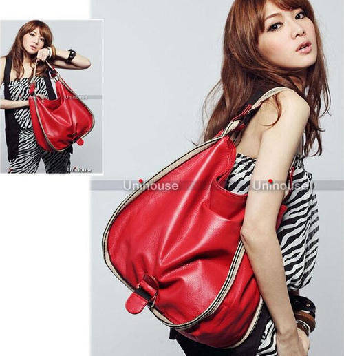 Simply design wild match large handbag, red color