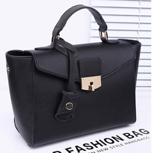 Retro taiga hasp ladies handbag with strape. Black color. Stock in ZA