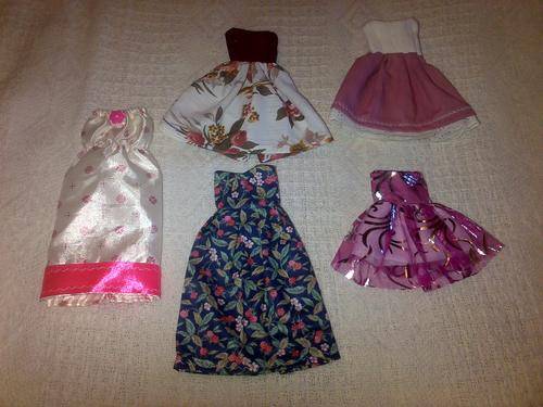 set of 5 hand made barbie doll dresses