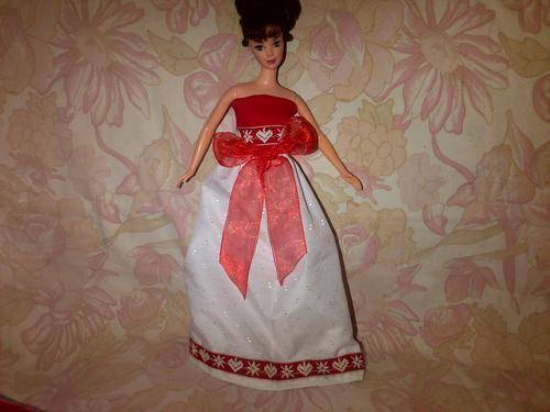 red and white handmade barbie doll dress (doll Not included)