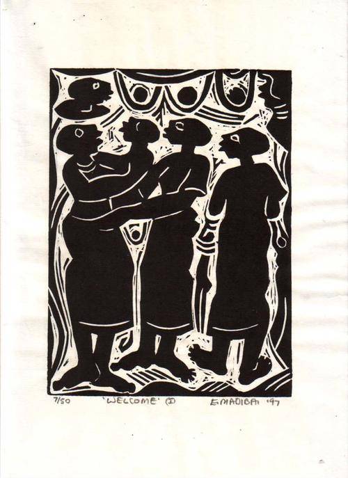 WELCOME 1 - By Ezekiel Madiba (Signed Woodcut - Limited Edition Print)
