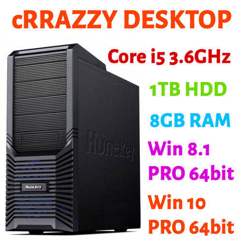 *CRAZY R1* Desktop PC i5-3470 3.6Ghz, 8GB RAM, 1TB HDD, DVD-RW, Win 8.1 Pro/Win 10 Pro