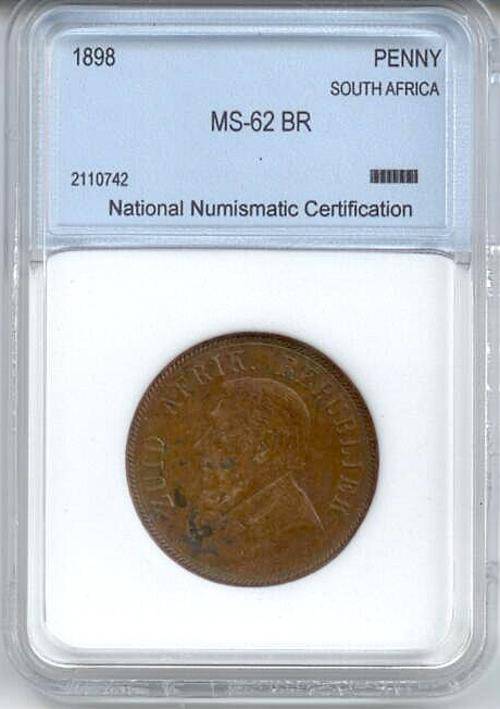1898 High Grade MS62BR Penny Graded By NNC