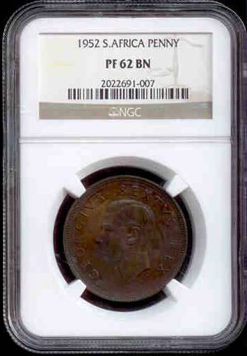 NGC Graded1952  PF65RB South Africa Penny The Only 2 In This Grade