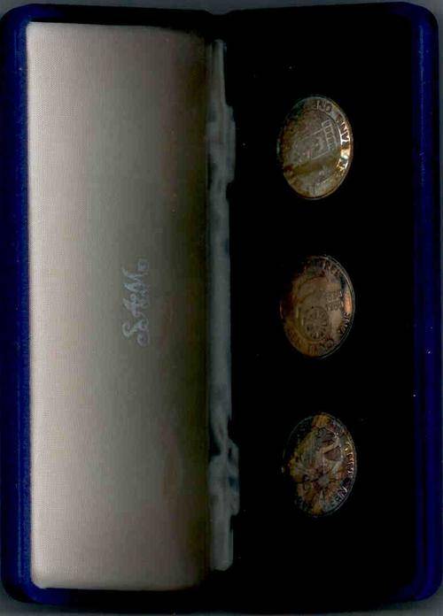 1988 3xSA Mint Silver Coinset 1Rands In Velvet Mintbox Dias Hugenots and Great Trek