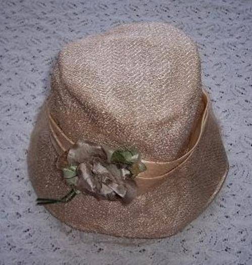 Gold Vintage Hat with Flower & Net
