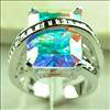 Striking Rainbow Topaz 925 Sterling silver ring size 8 .