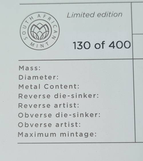 2017 West Cape Biosphere 4 coin set