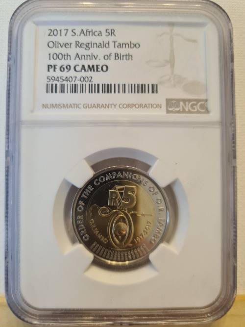 HIGHEST GRADE!!!!!!!!  2017 O R TAMBO R5 - graded PF69 CAMEO at NGC