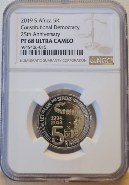2nd Highest grade!!!!!!    2019 DEMOCRACY R5 - graded PF68  CAMEO at NGC