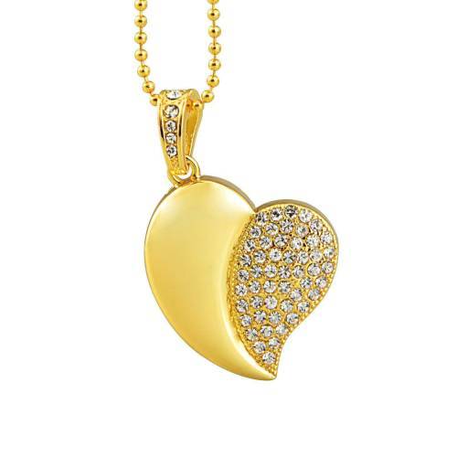 Gold Heart 16GB USB 2.0 Flash Drive Memory Stick Pen Drive