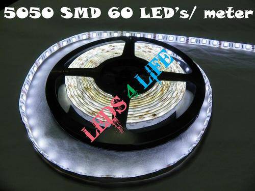 COOL WHITE LED strip light 14.4W 5050 SMD - 60LED's/meter - WATERPROOF with low shipping cost
