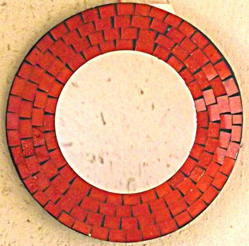 Round orange border 20 cm mosaic mirror