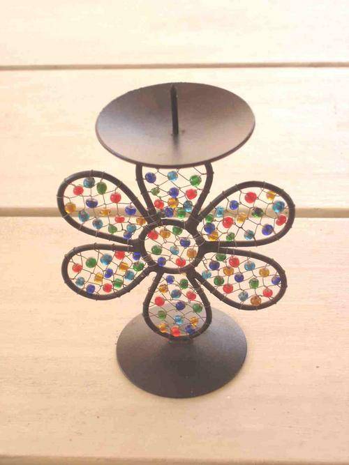 Colourbeaded flower candle stand