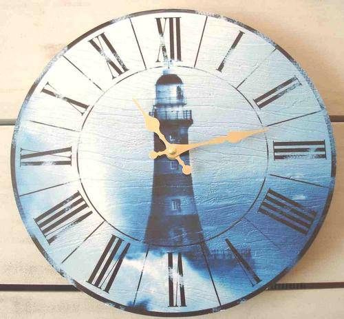 Blue Lighthouse Wall Clock