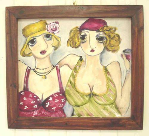 Two blond ladies painting