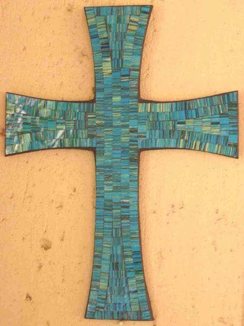 Maltese Turquoise mosaic cross - 30 x 40 cm