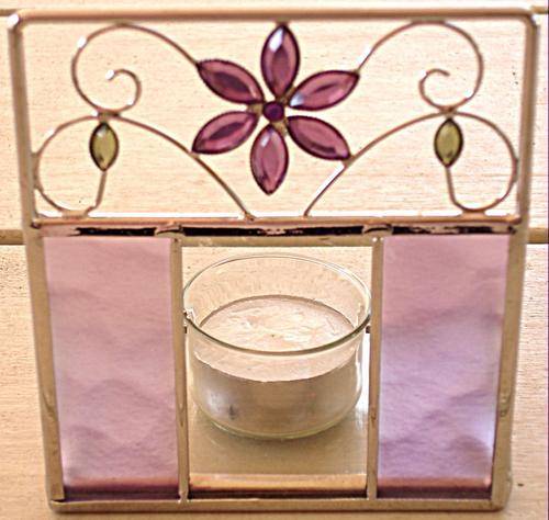 Purple & silver tealight candle stand