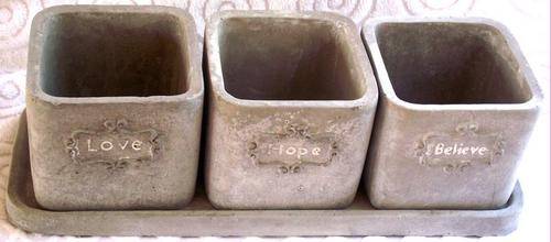 Three planter tray set  Love, Hope and Believe - 36 x 13.5 x 11 cm