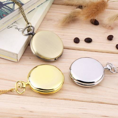 Vintage Antique 4.5cm Size Silver,Gold or Bronze Polish Quartz men Pocket Watch Stainless Steel Quar