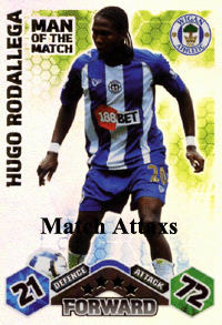 Match Attax Extra 09/10 Rodallega Man of the Match - Mint