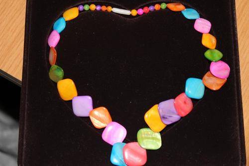 Black and white and natural shell necklace
