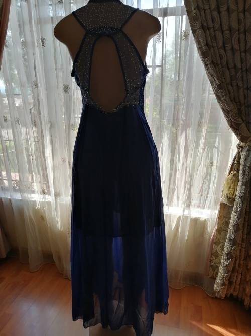 Blue Evening Dress With Sequence
