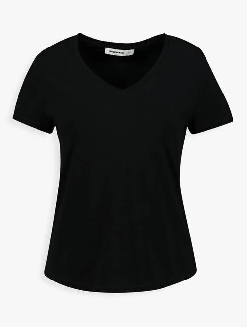 Black StayNew V-neck Stretch Cotton T-shirt