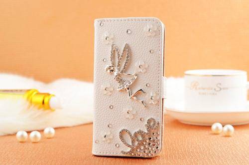 Handmade 3D Angel Crystal Leather Flip Case For Samsung Galaxy S5 & Free Screen Film 224B