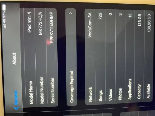 IPAD MINI 4 128GB CELLULAR AND WIFI