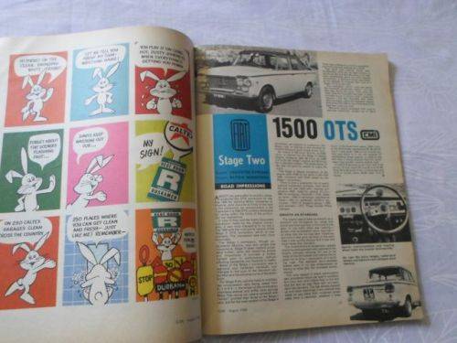 CAR MAGAZINE AUGUST 1968 ( GM RANGER 153 , PEUGEOT 404 , FORD ZEPHYR V6 , HOLDEN )
