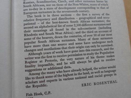 SOUTH AFRICAN SURNAMES - ERIC ROSENTHAL