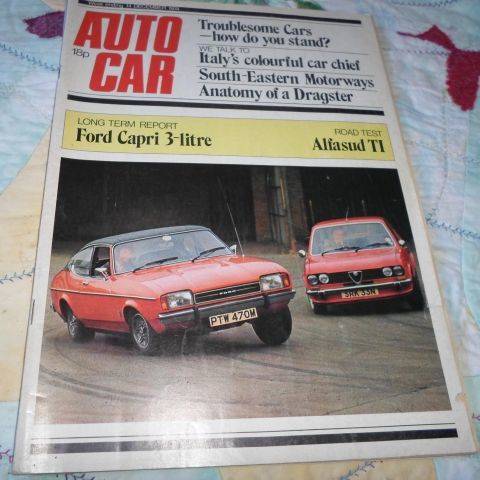 AUTO CAR MAGAZINE 14 DECMBER 1974 ) FORD CAPRI 3-LITRE , ALFASUD TI , FIAT )