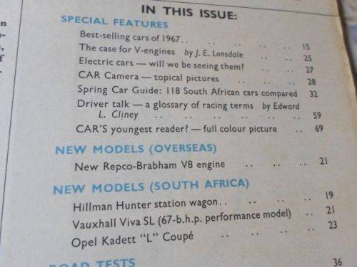 CAR SEPTEMBER 1967 ( FIAT 124 , OPEL KADETT COUPE , WOLSELEY 16/60 , ZEPHYR S.S.