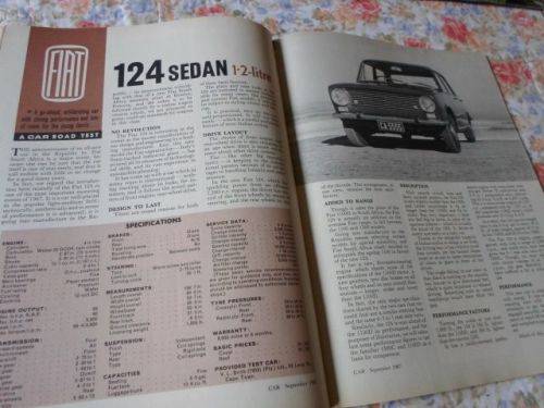 CAR SEPTEMBER 1967 ( FIAT 124 , OPEL KADETT COUPE , WOLSELEY 16/60 , ZEPHYR S.S.