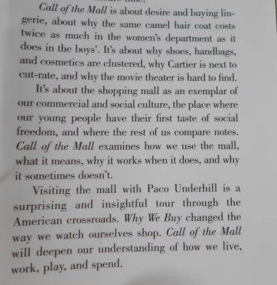 CALL OF THE MALL - PACO UNDERHILL