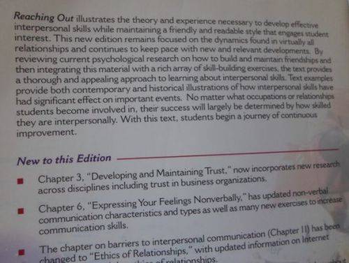 REACHING OUT - INTERPERSONAL EFFECTIVENESS AND SELF-ACTUALIZATION - DAVID W JOHNSON ( EIGHTH EDITION