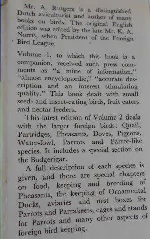 THE HANDBOOK OF FOREIGN BIRDS VOL 2 - A RUTGERS