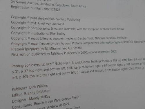 SUCCULENTS OF SOUTH AFRICA - ERNST VAN JAARSVELD , BER-ERIK VAN WYK , GIDEON SMITH , ELISE BODLEY