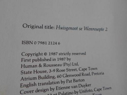HUISGENOOT WINNING RECIPES - ANNETTE HUMAN