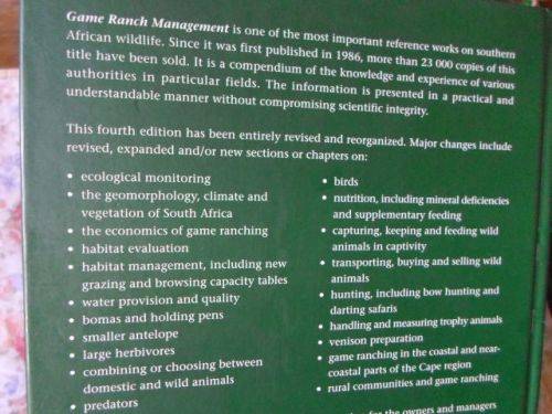 GAME RANCH MANAGEMENT FOURTH EDITION - J DU P BOTHMA ( weight 1,4 kg )