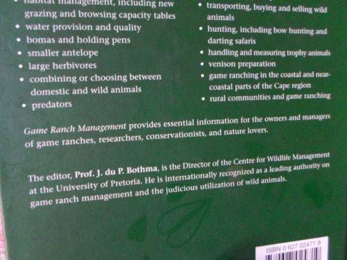 GAME RANCH MANAGEMENT FOURTH EDITION - J DU P BOTHMA ( weight 1,4 kg )