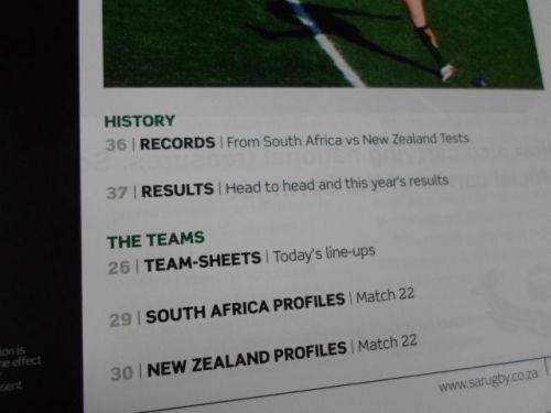 SOUTH AFRICA VS NEW ZEALAND 16 AUGUST 2008 - RUGBY PROGRAMME & TICKETS ( weight 200 grams )