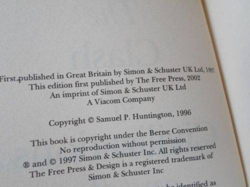 THE CLASH OF CIVILIZATIONS AND THE REMAKING OF THE WORLD ORDER - SAMUEL P HUNTINGTON ( weight 0,30 k
