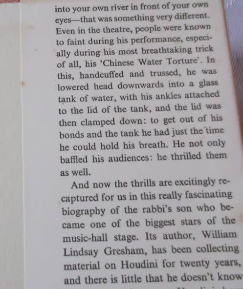 HOUDINI - THE MAN WHO WALKED THROUGH WALLS - WILLIAM LINDSAY GRESHAM