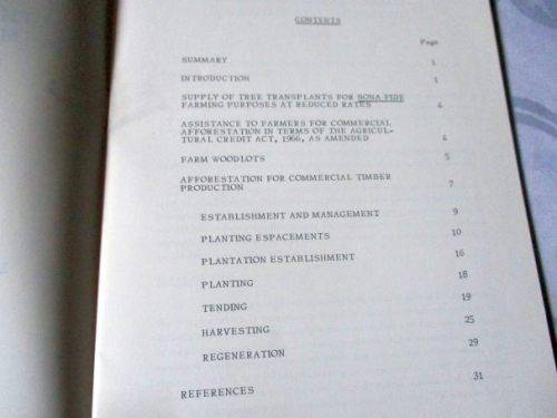 THE ESTABLISHMENT AND MANAGEMENT OF FARM PLANTATIONS FOR WOOD PRODUCTION - DEPT.  OF FORESTRY