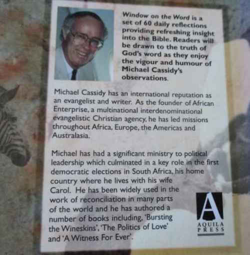 MICHAEL CASSIDY`S WINDOW ON THE WORD