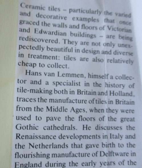 TILES - A COLLECTOR`S GUIDE - HANS VAN LEMMEN
