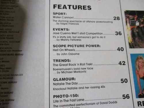 SCOPE MAGAZINE 11 AUG 1989 ( JOSE CUERVO WET T-SHIRT COMPETITION S.A., JOHANNES KERKORREL