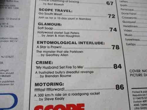 SCOPE MAGAZINE 11 AUG 1989 ( JOSE CUERVO WET T-SHIRT COMPETITION S.A., JOHANNES KERKORREL